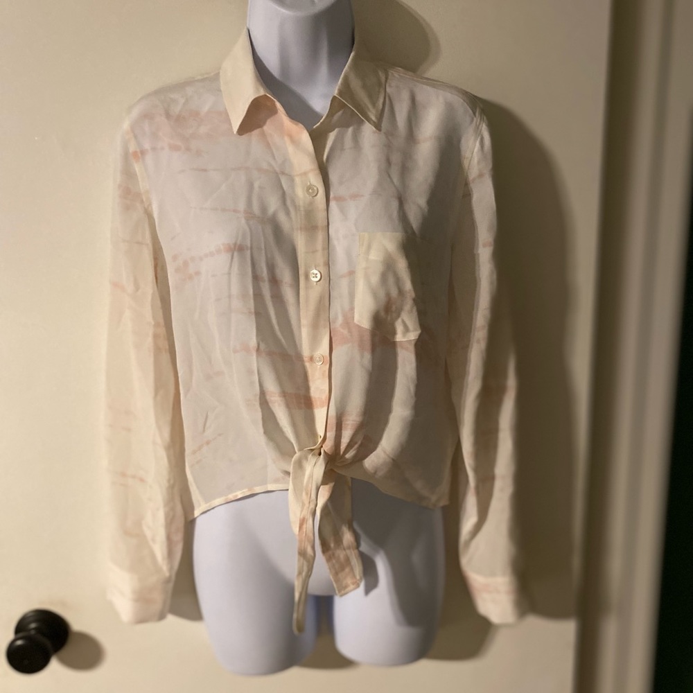 Rails XS 100% silk long-sleeve tie up top